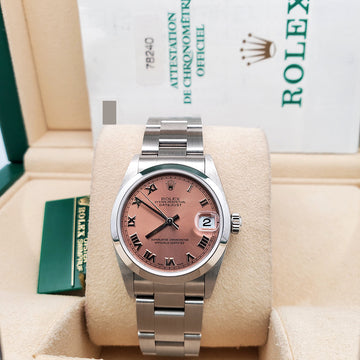 Rolex Datejust Midsize 31mm 78240 Smooth Bezel Salmon Roman Dial Steel Watch Box Papers