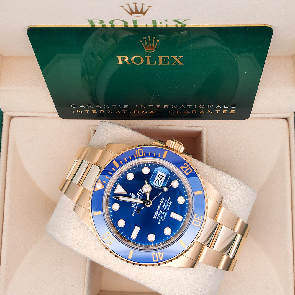Unworn Rolex Submariner Date 41mm 126618LB 18K Yellow Gold Blue Dial W