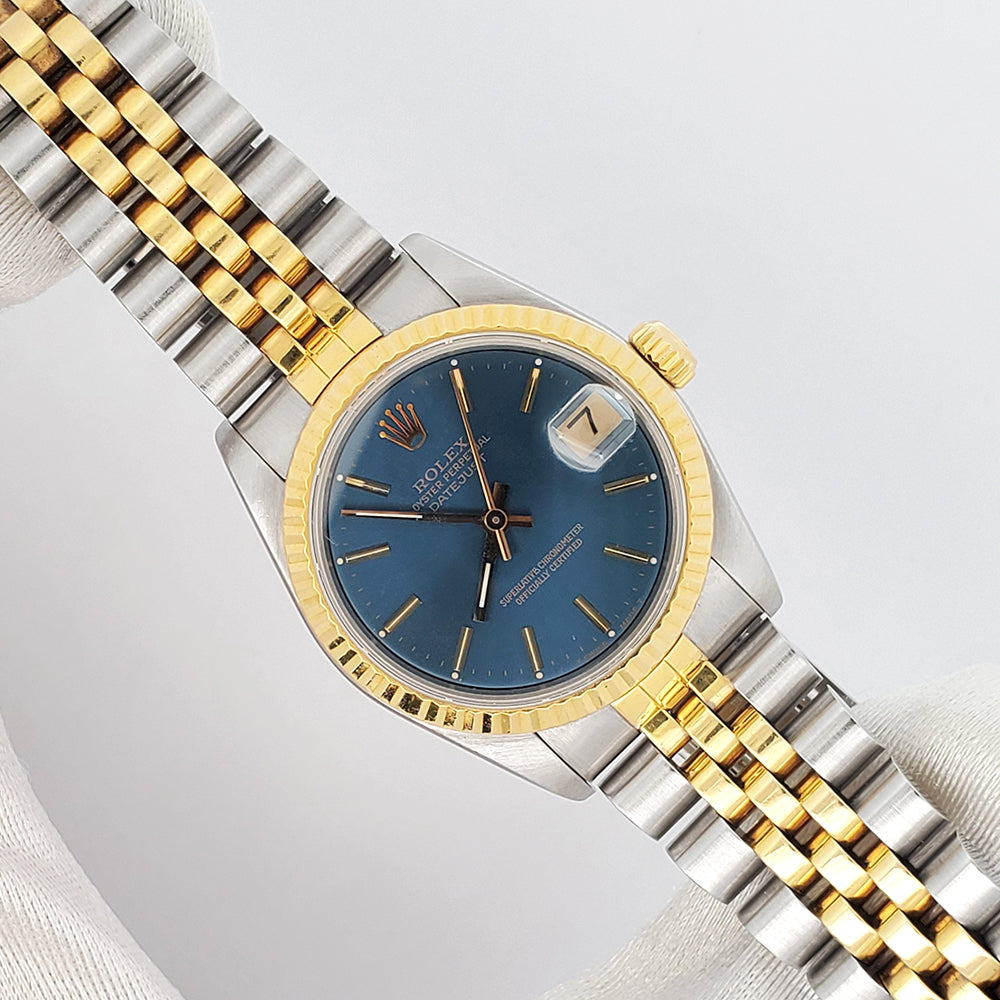 Rolex Datejust 31mm Blue Index 2-tone Yellow Gold/Steel Jubilee Watch 68273