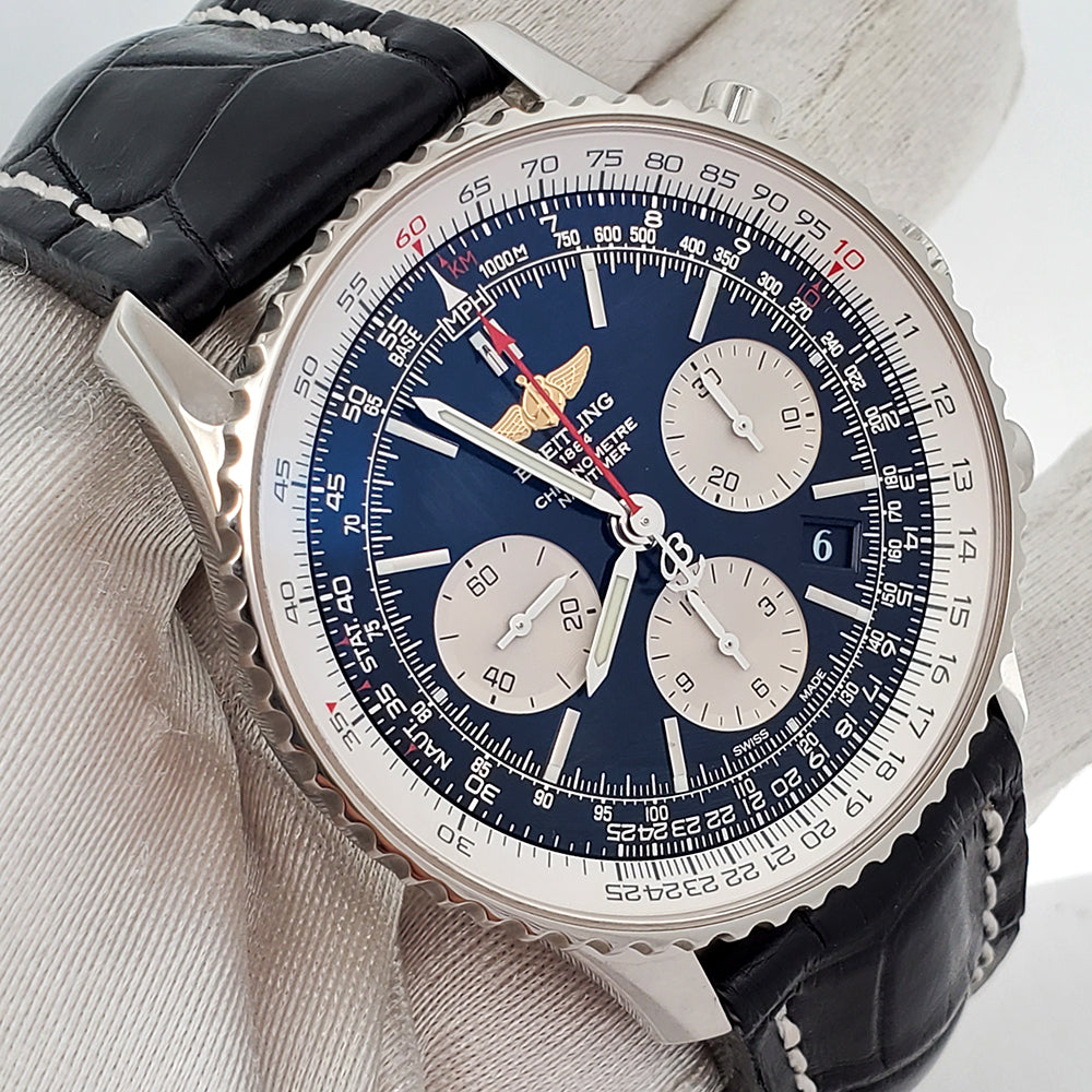 Breitling Navitimer 01 Chronograph 43mm Black Dial Steel Watch AB0120 Box Papers