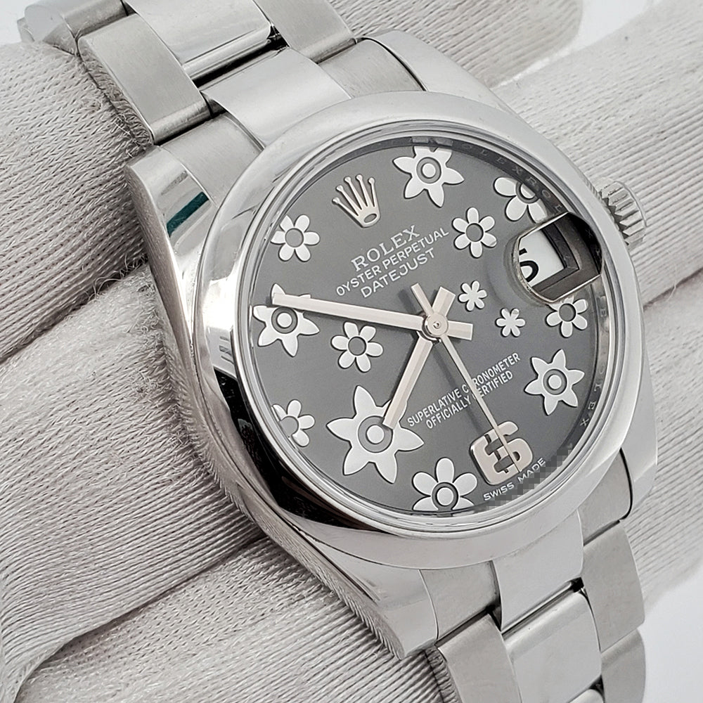 Rolex Datejust 31mm Grey Floral Dial Steel Oyster Watch 178240