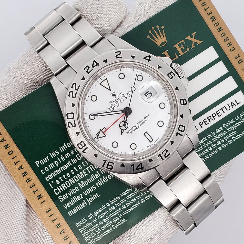 Rolex Explorer II 40mm Polar White Stainless Steel Watch 16570 Box Papers