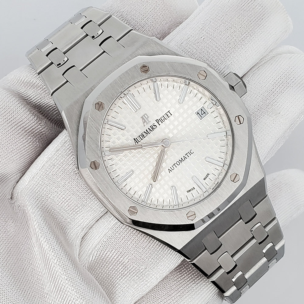 Audemars Piguet Royal Oak 37mm Silver Dial Steel Watch 15450ST.OO.1256ST.01 Box Papers