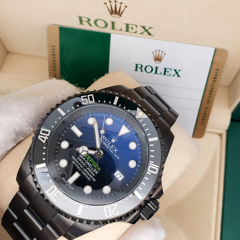 Rolex Black-PVD Sea Dweller Deepsea Blue Black Watch 116660 | WatchGuyNYC Black / None