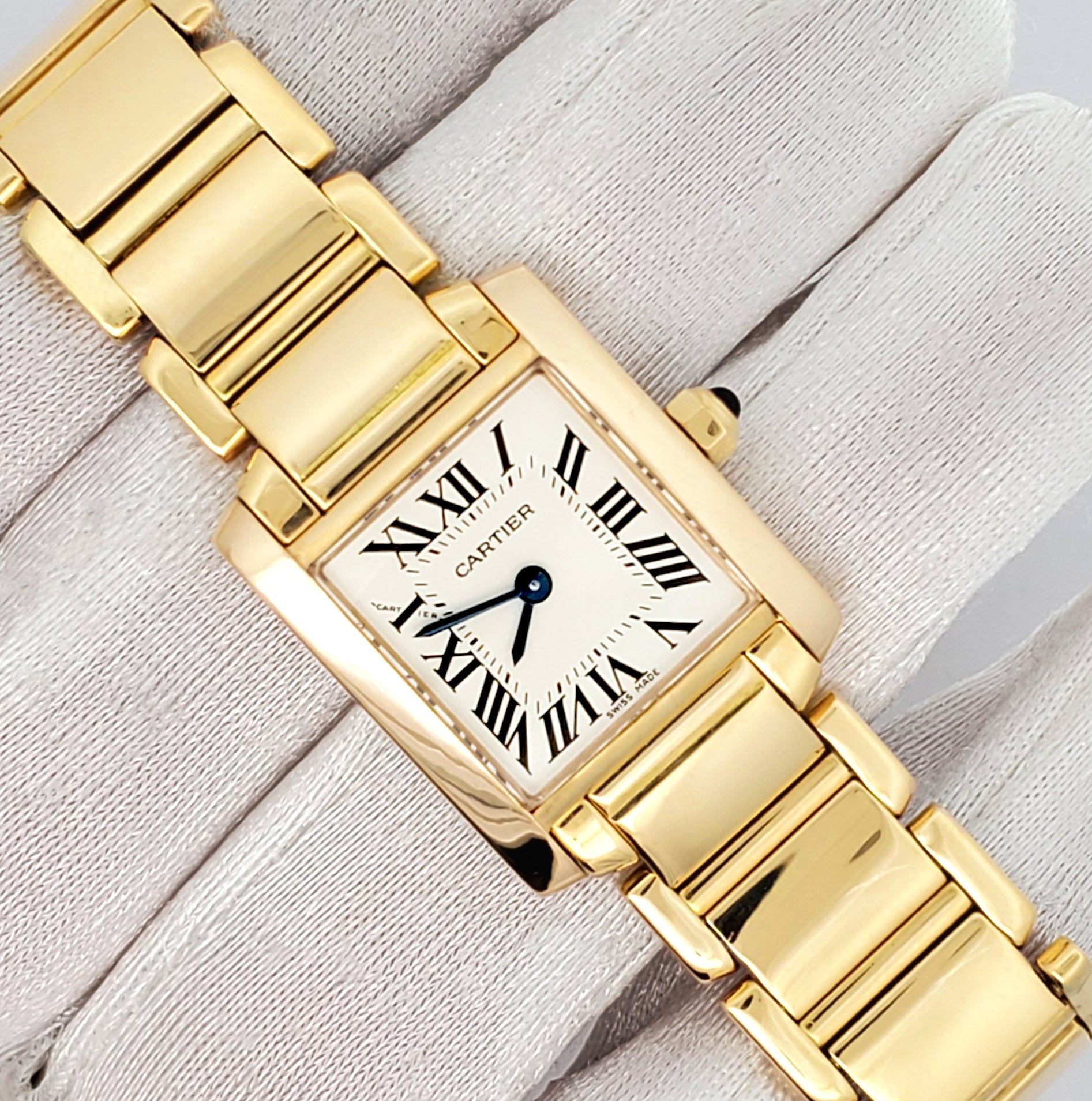 Cartier Tank Francaise Small 20mm Yellow Gold Roman Ladies Watch W50002N2 Box Booklet