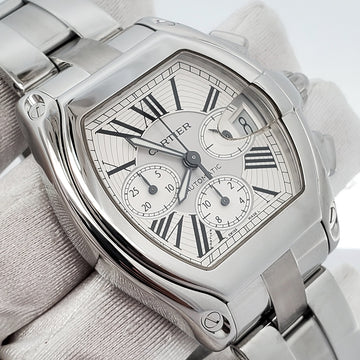 Cartier Roadster XL Chronograph Silver Roman Steel 43mm Watch W62019X6 2618
