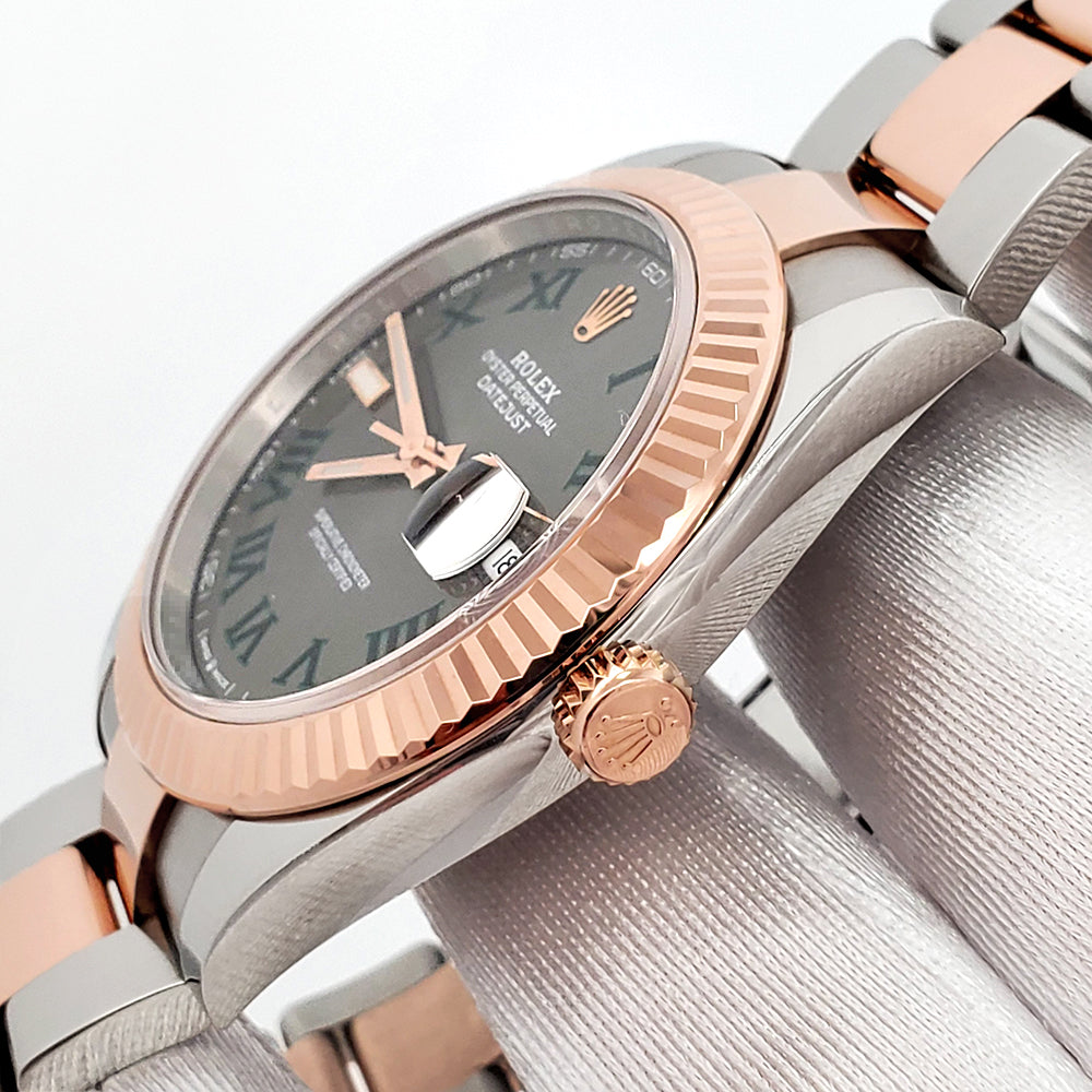 2021 Rolex Datejust 41 Wimbledon Slate Dial 126331 2-Tone Rose Gold/Steel Oyster Watch Box Papers