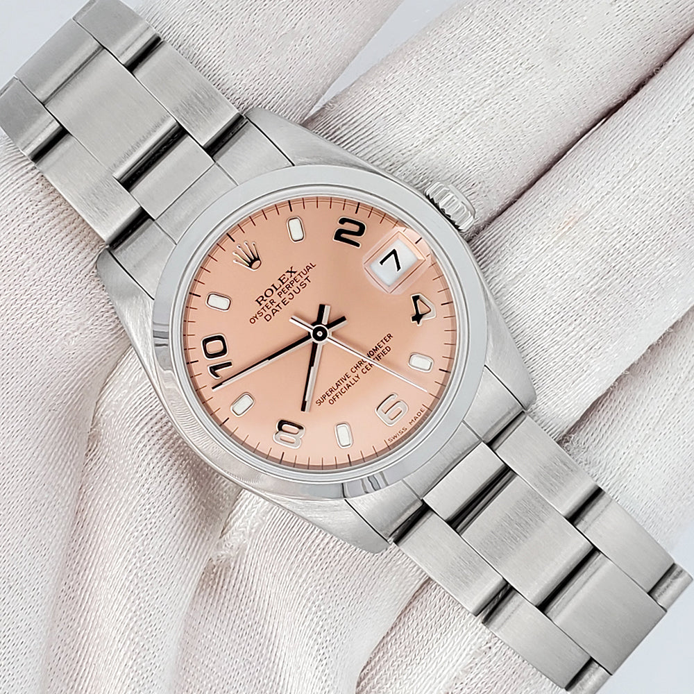 Rolex Datejust Midsize Salmon Index Arabic Steel 31mm Watch 78240