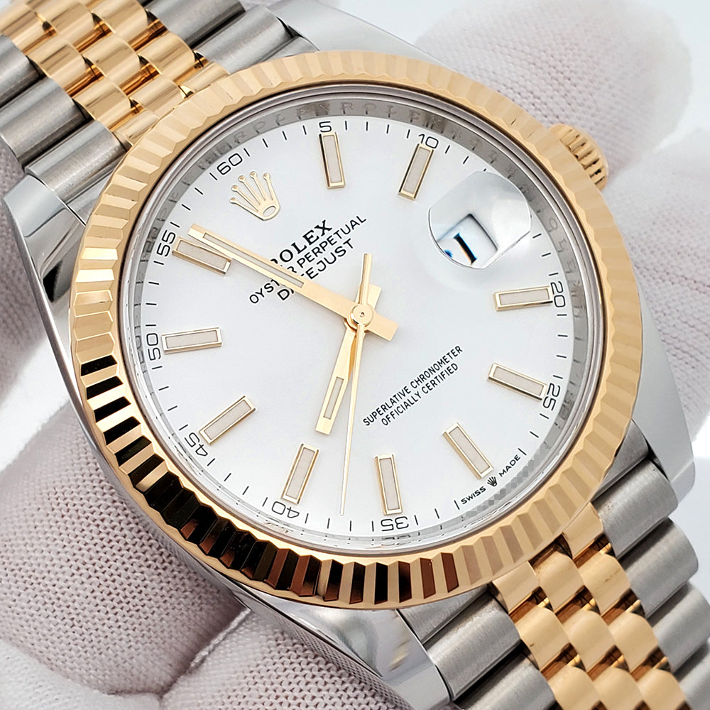 2022 Rolex Datejust 41 126333 White Index 2-tone Yellow Gold/Steel Jubilee Watch Box Papers