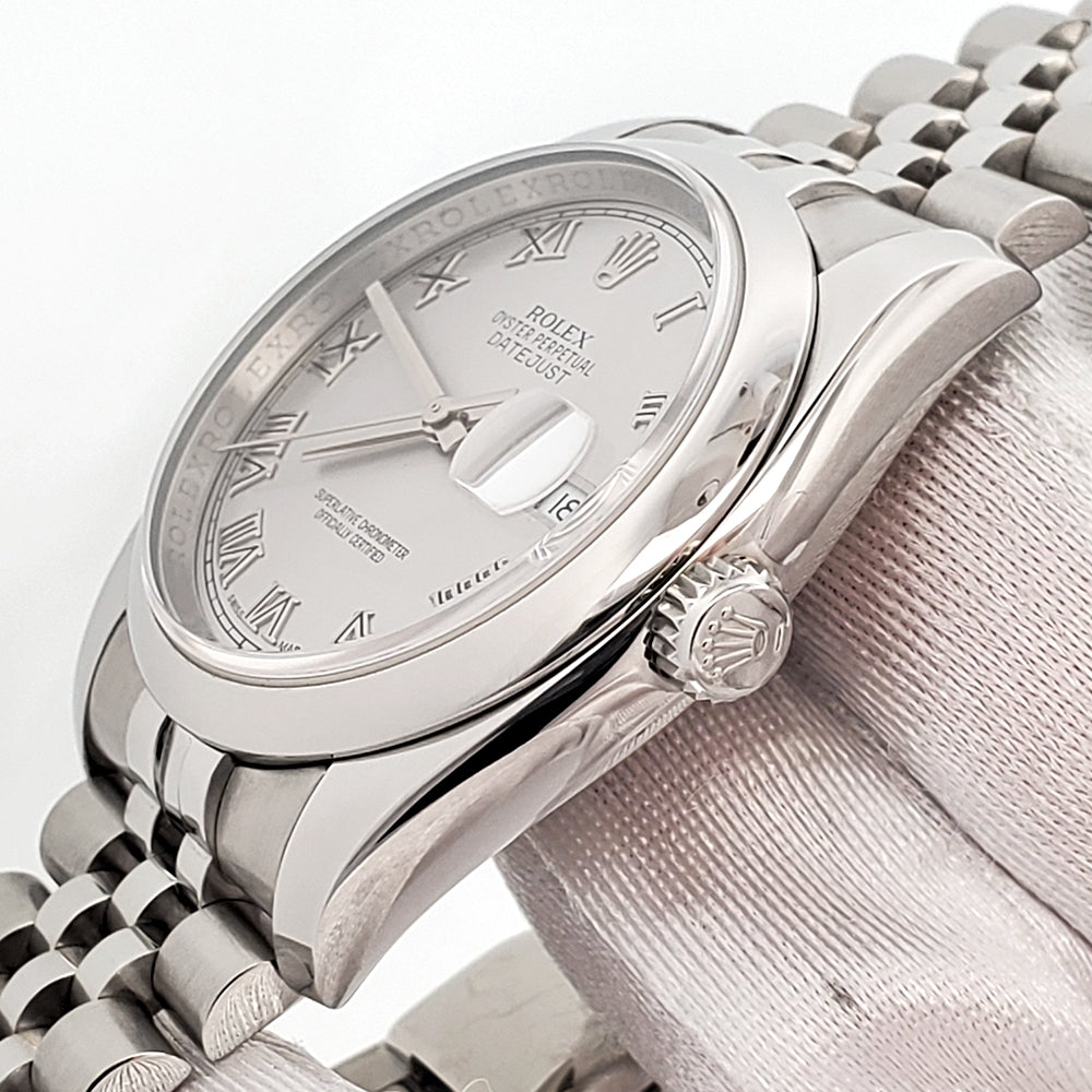Rolex Datejust 36mm Gray Roman Dial Steel Jubilee Watch 116200 Box Papers