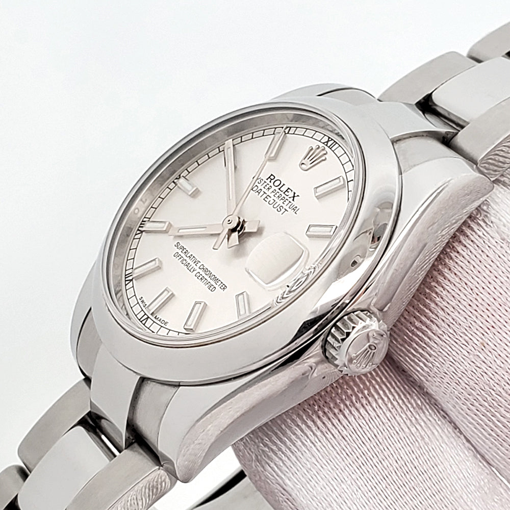 Rolex Datejust 31mm Silver Index Domed Bezel Steel Watch 178240 Papers