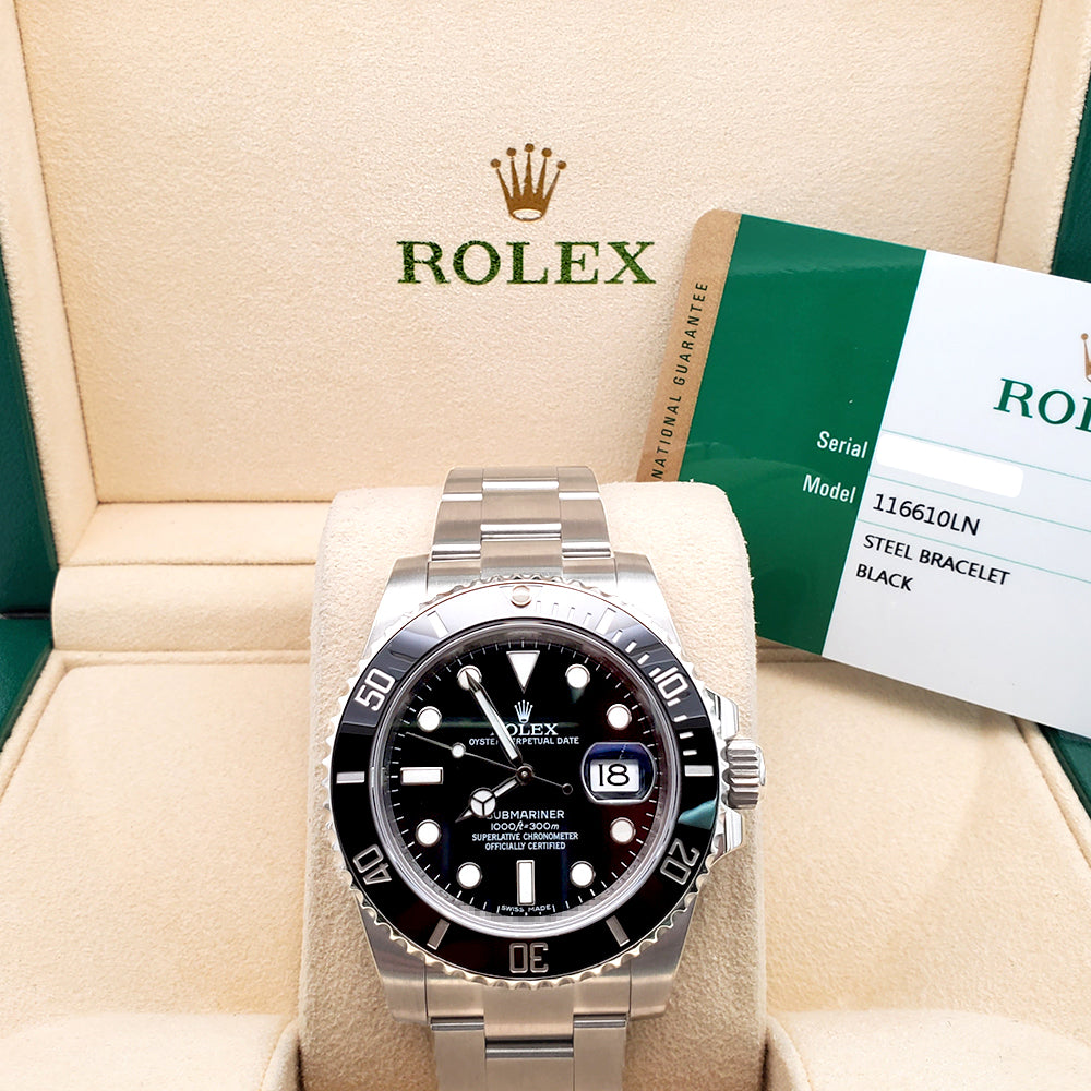 Rolex Submariner Date 40mm Black Dial Steel Watch 116610LN Box Papers
