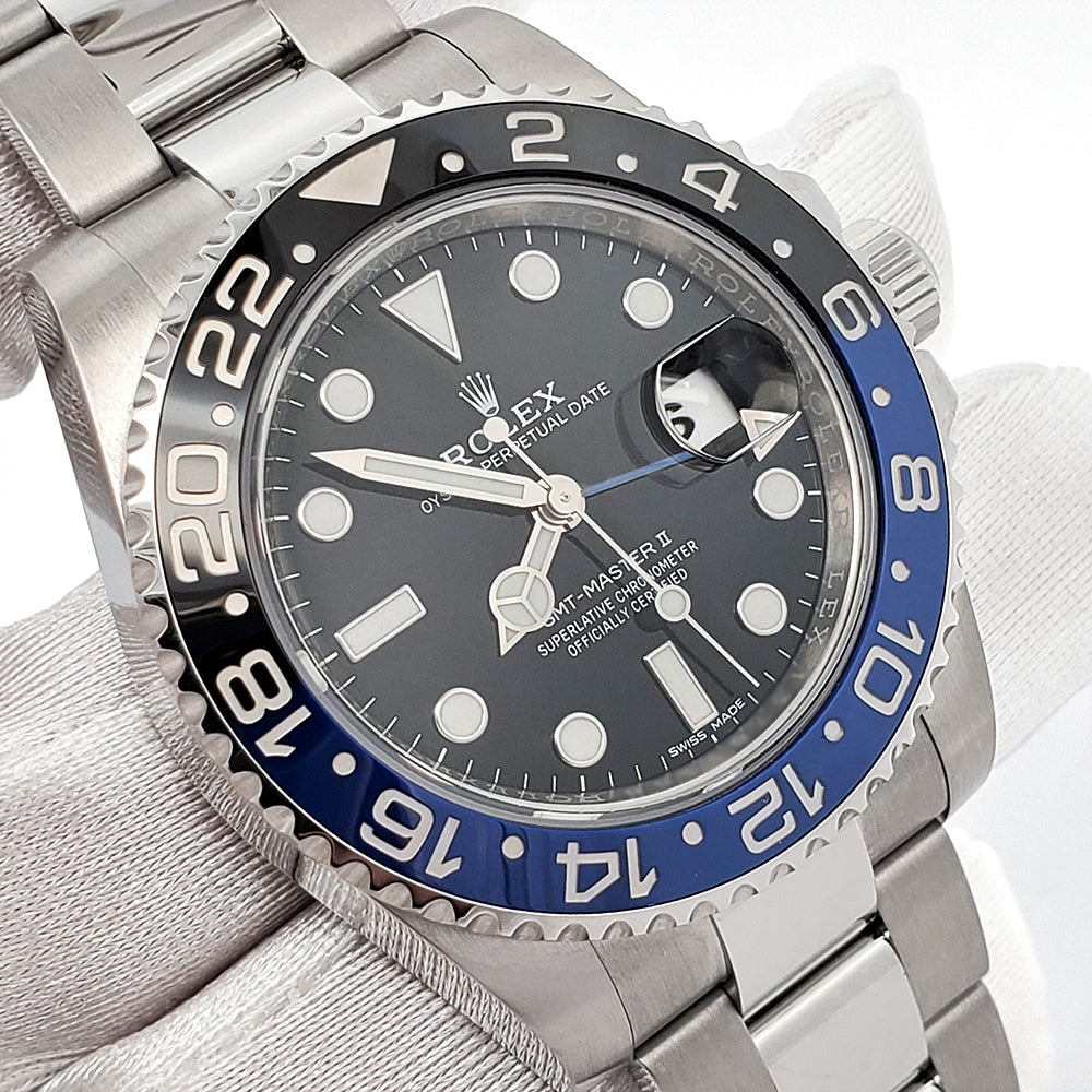 Rolex GMT-Master II 40mm "Batman" Blue/Black Ceramic Bezel Steel Oyster Watch 116710BLNR Box Papers