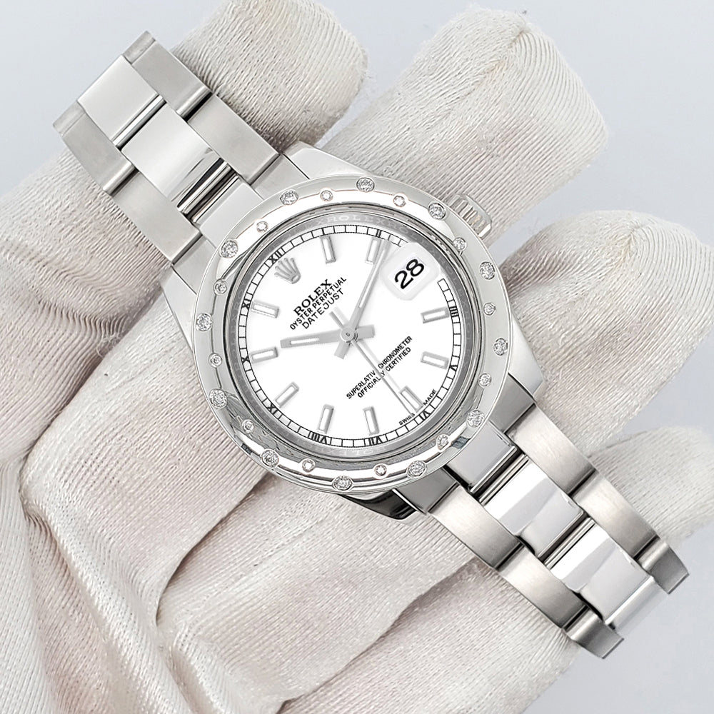 Rolex Datejust Midsize 31mm White Index Dial Custom Domed VS Scattered Rolex Datejust Midsize 31mm White Index Dial Custom Domed VS Scattered