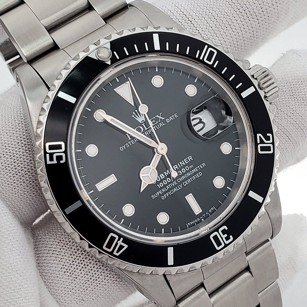 Rolex Submariner Date 40mm Black Dial Steel Oyster Watch 16610 Box Papers