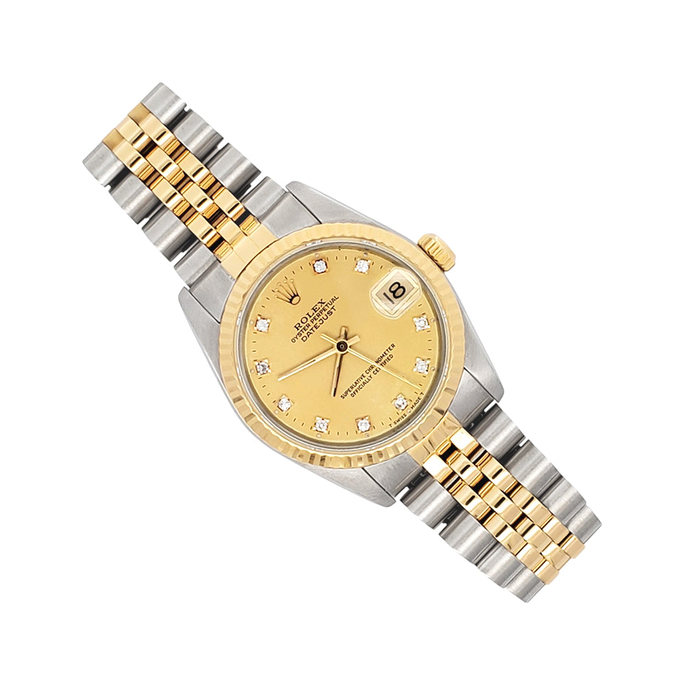 Rolex Datejust 31mm 2-Tone Factory Champagne Diamond Dial Jubilee Watch 68273