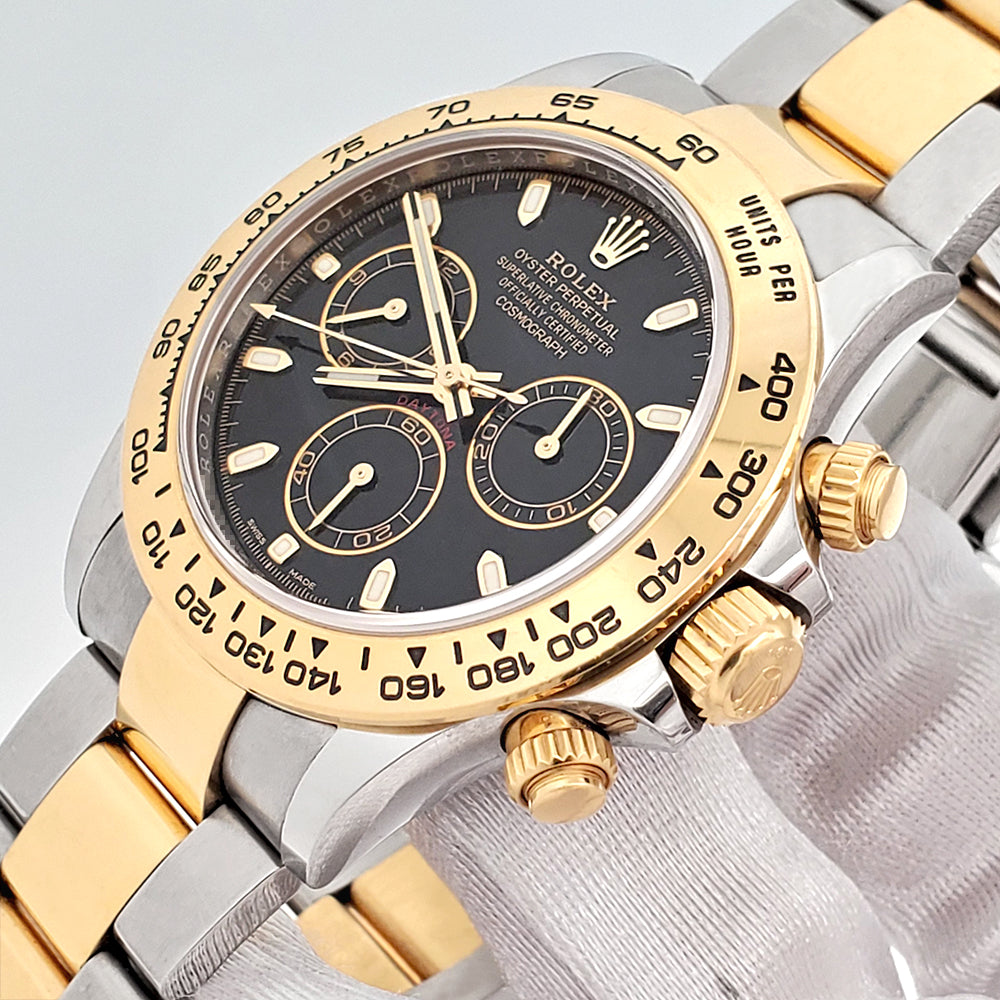 2022 Rolex Cosmograph Daytona 40mm Black Dial 2-Tone Yellow Gold/Steel Watch 116503 Box Papers