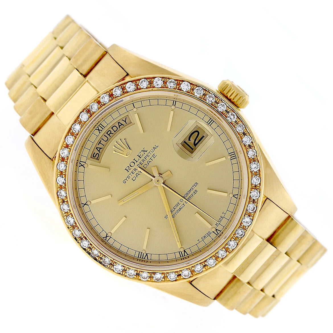 Rolex President Day-Date 18k Yellow Gold 36MM 18038 w/Diamond Bezel