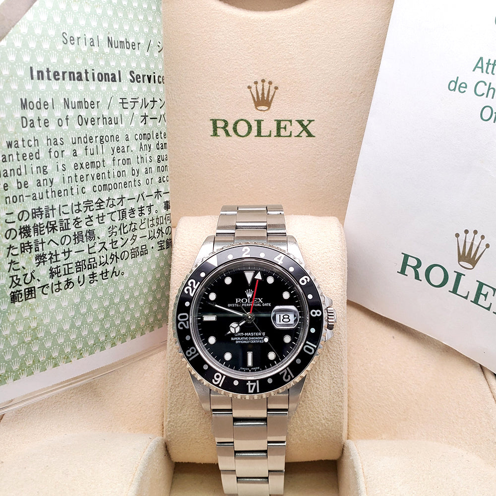 2005 Rolex GMT-Master II 40mm Steel Watch 16710 Papers/Service Papers