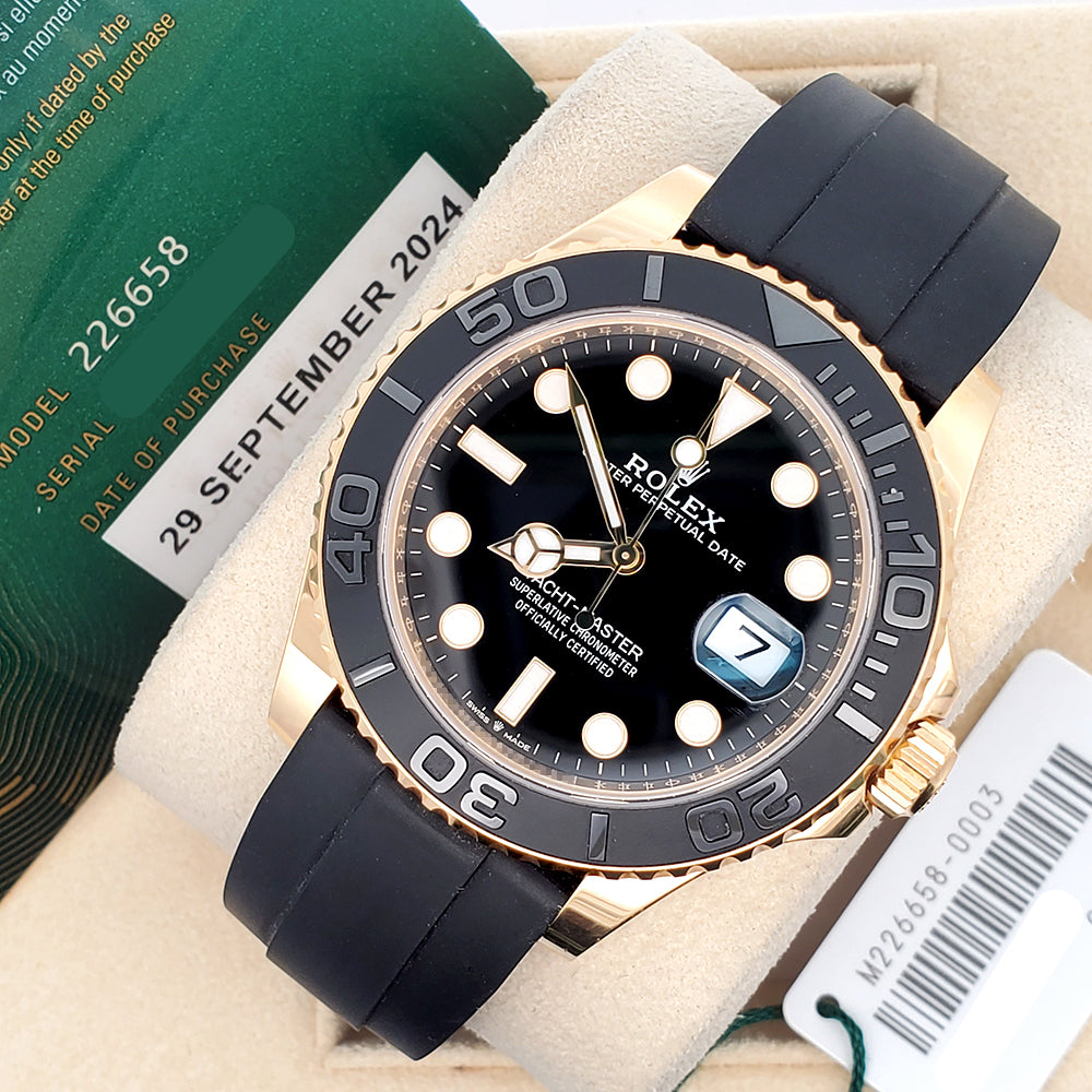 2024 Rolex Yacht-Master 42mm 226658 Oysterflex Strap Yellow Gold Watch Box/Papers/Tag