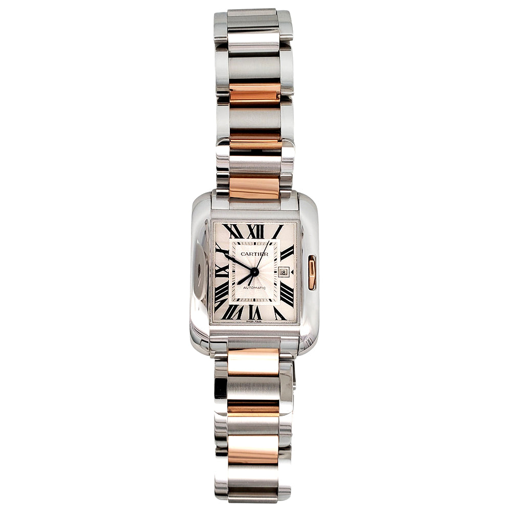 Cartier Tank Anglaise Large Silver Roman Dial 2-Tone Rose Gold/Steel 39.2 x 29.8 mm Watch 3511 W5310007