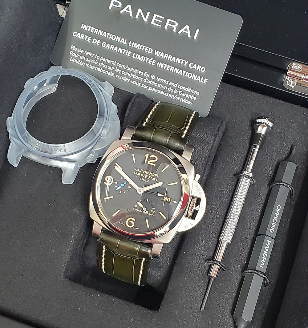 2021 Panerai GMT Luminor Marina  1950 3 Days PAM01321 Steel Mens 44mm Watch Box Papers