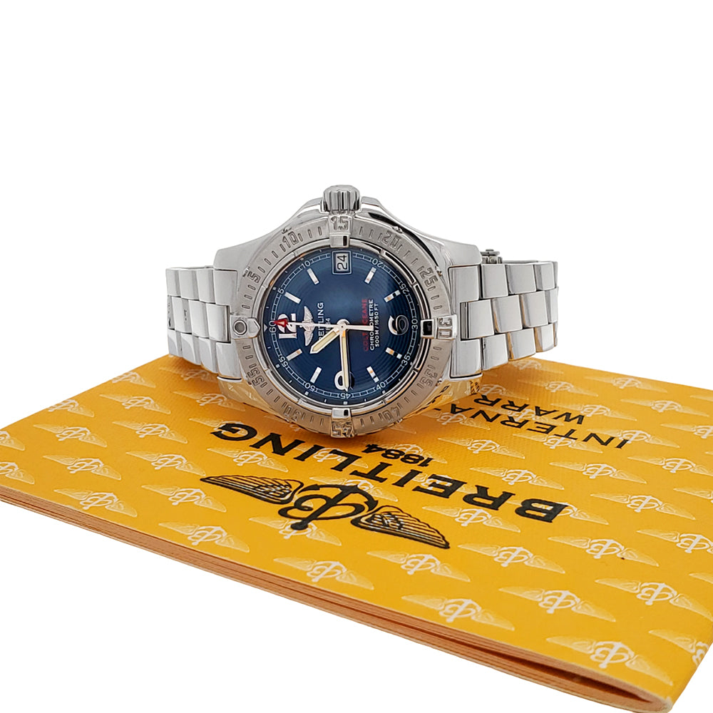Breitling Colt Oceane 33mm Blue Concentric Dial Stainless Steel Watch A77380 Box Papers