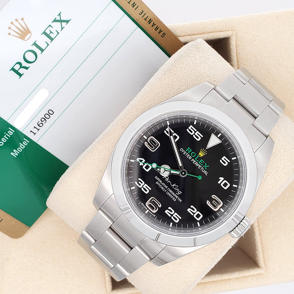 2018 Rolex Air King 40mm 116900 Black Dial Steel Watch Box Papers