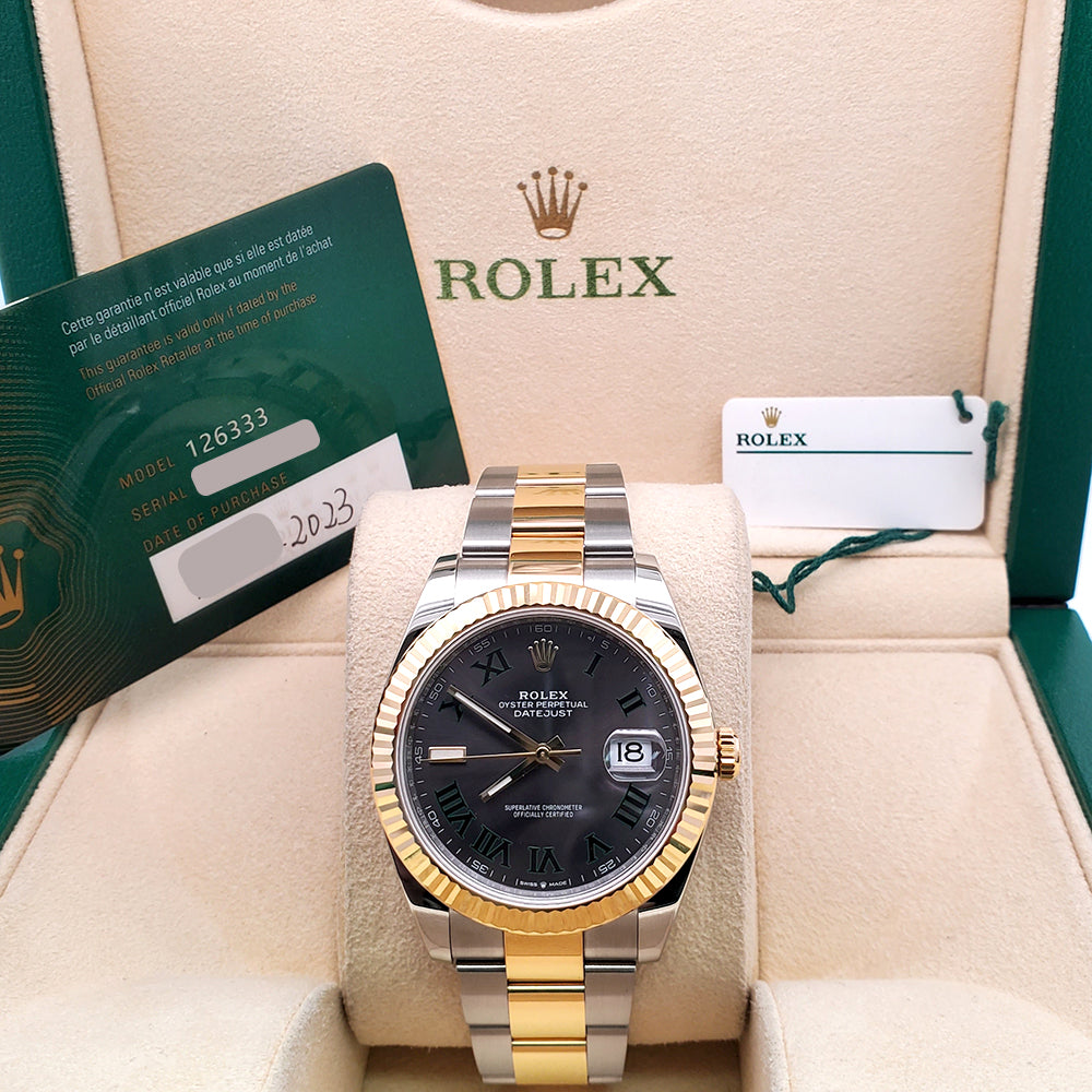 2023 Rolex Datejust 41 126333 Wimbledon Slate Dial Yellow Gold/Steel Oyster Watch Box/Papers/Tag