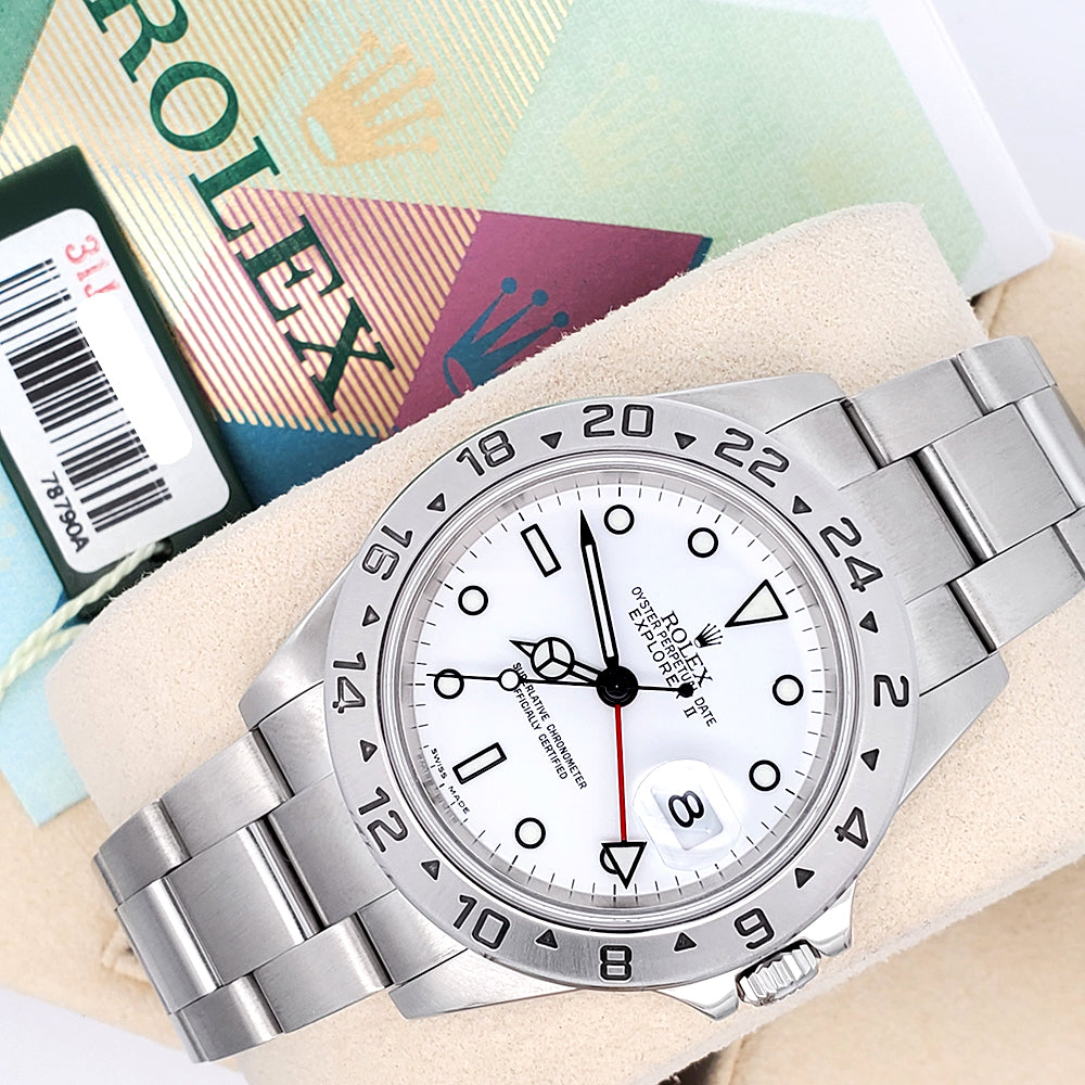 2007 Rolex Explorer II Polar White Steel Oyster 40mm Watch 16570 Box/Papers/Serial Tag