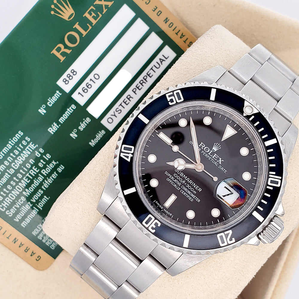 Rolex Submariner Date 16610 Engraved Rehaut 40mm Steel | ElegantSwiss
