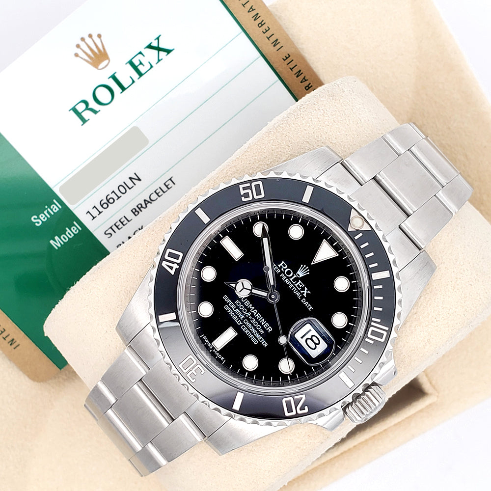 Rolex Submariner Date 40mm Black Dial Steel Watch 116610LN Box Papers
