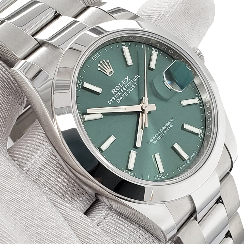 2023 Rolex Datejust 41 126300 Mint Green Steel Oyster Watch Box Papers