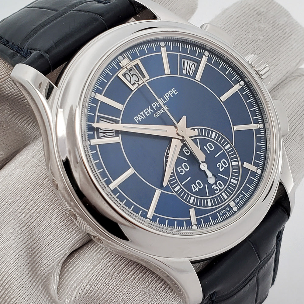 Patek Philippe Complications Annual Calendar Blue Baguette Chronograph 5905P 001 Watch Box Papers