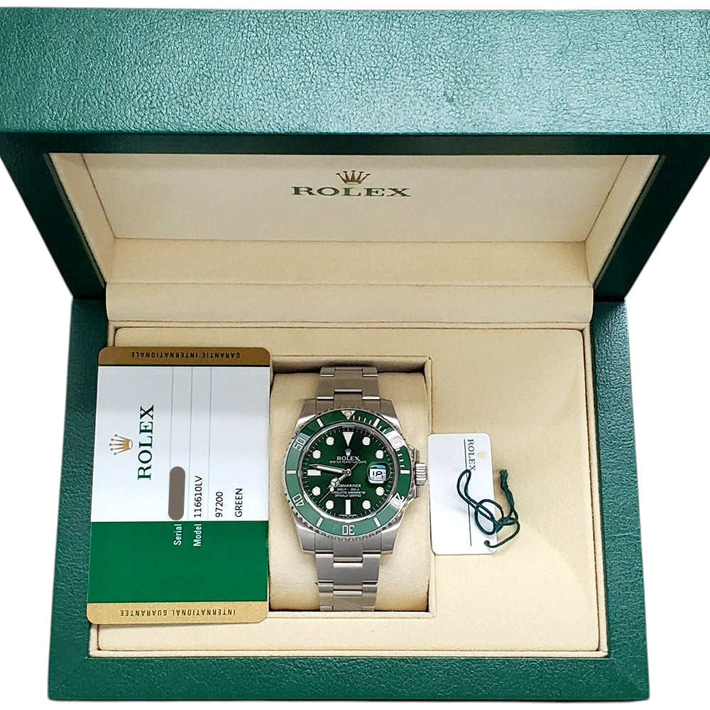 2017 Rolex Submariner Hulk 116610LV Green Bezel Steel 40mm Watch