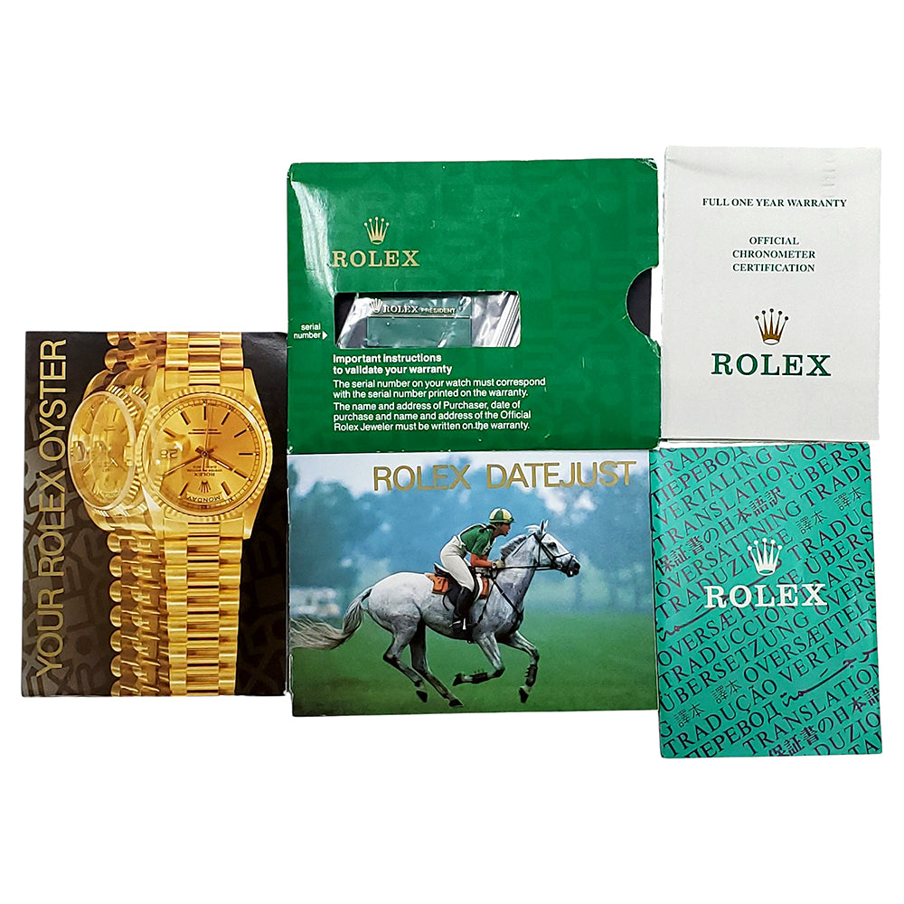 1995 Rolex President Datejust 69138 26mm Factory Champagne Diamond Dial/Bezel Yellow Gold Watch Papers
