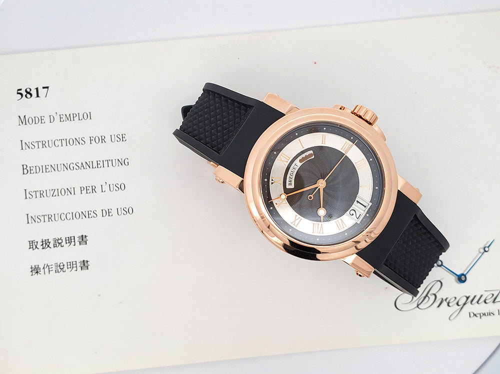 Breguet Marine Rose Gold Big Date 39mm Watch 5817BR/Z2/5V8 With Booklet