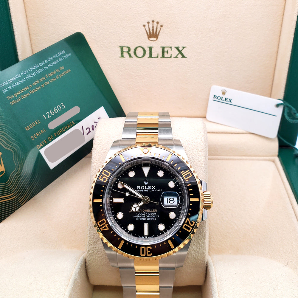 2023 Rolex Sea-Dweller 43mm 126603 Black Ceramic Yellow Gold/Steel Watch Box/Papers/Tag