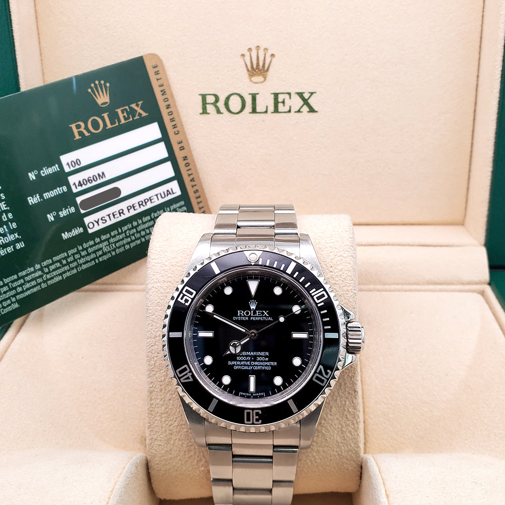 Rolex Submariner No-Date Engraved Rehaut Steel 40mm Watch 14060 Box Papers