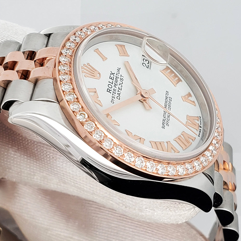 Rolex Datejust 31mm 278271 2-tone Rose Gold/Steel White Roman Jubilee Watch 0.95ct Diamond Bezel 2021 Box Papers