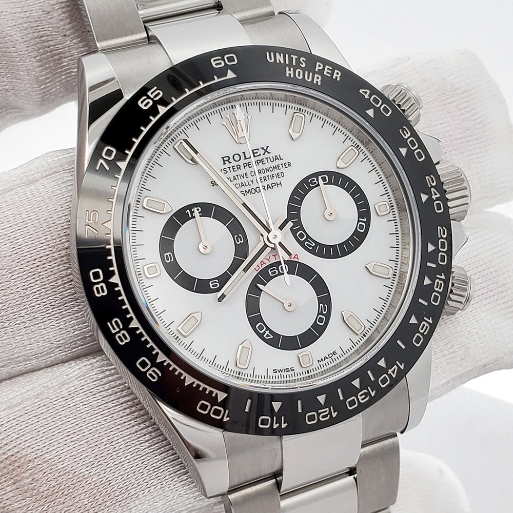 2023 Rolex Cosmograph Daytona 40mm White Panda Index Dial Steel Watch 116500LN Box Papers Tag
