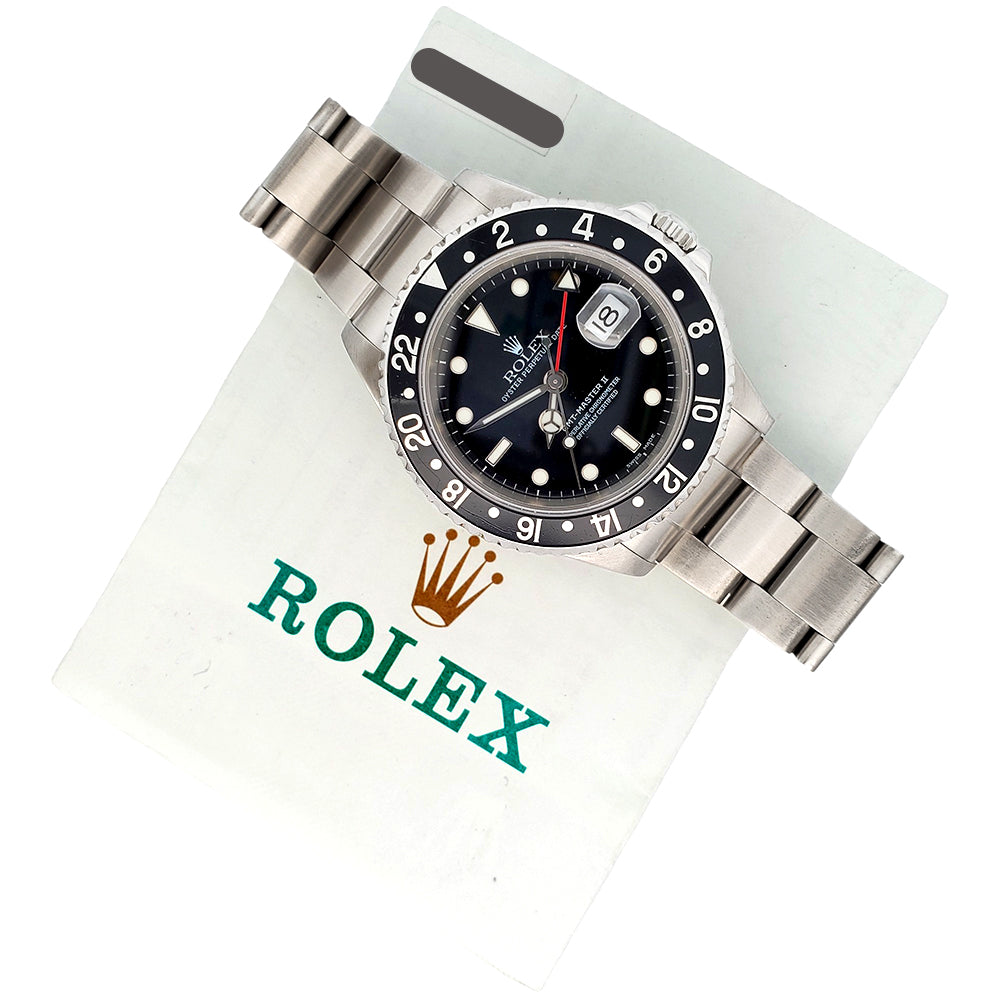 Shop Rolex GMT-Master II 16710 Black Bezel Steel 40mm Watch