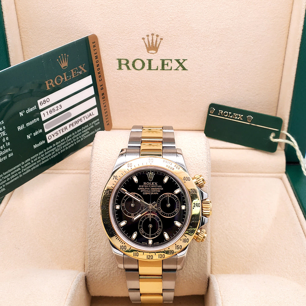 Rolex Daytona 116523 Black Dial Two-Tone 40mm | Box & Papers