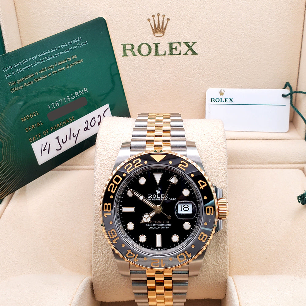 2025 Rolex GMT Master II Zombie Black Grey Bezel Yellow Gold/Steel Watch 126713GRNR Box/Papers/Tag