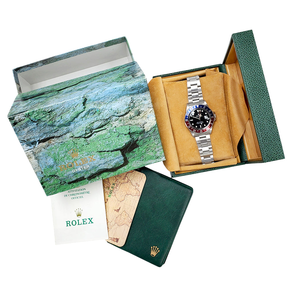 Unpolished 1985 Rolex GMT Master Pepsi Bezel Vintage Spider Dial Steel Oyster 40mm 16750 Watch Box Papers