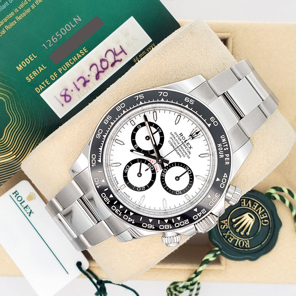Unworn 2024 Rolex Cosmograph Daytona 126500LN Steel White Panda Dial Box/Papers/Tag