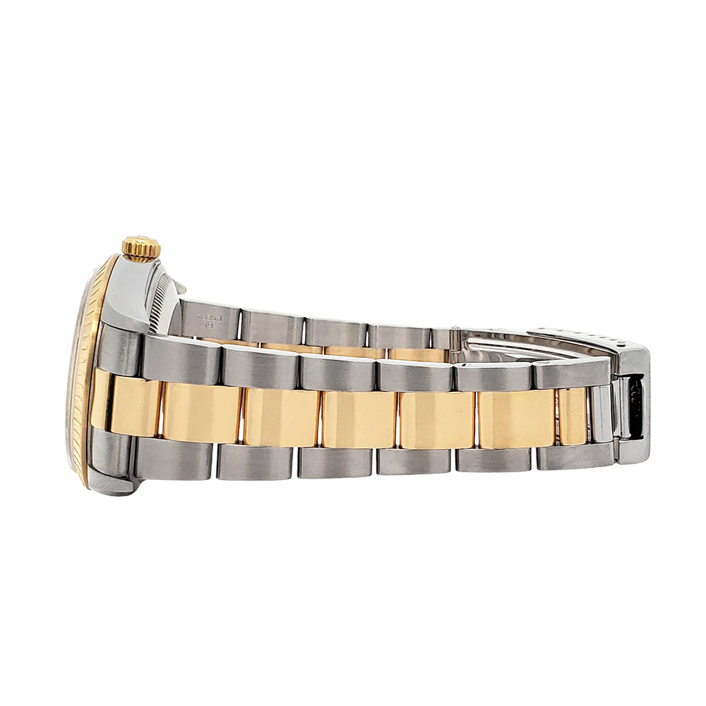 Rolex Date 34mm White Roman Dial 2-Tone Yellow Gold/Steel Oyster 15223 Watch