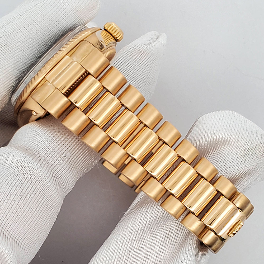 Rolex President Datejust 31mm Black Index Yellow Gold Vintage Watch 6827