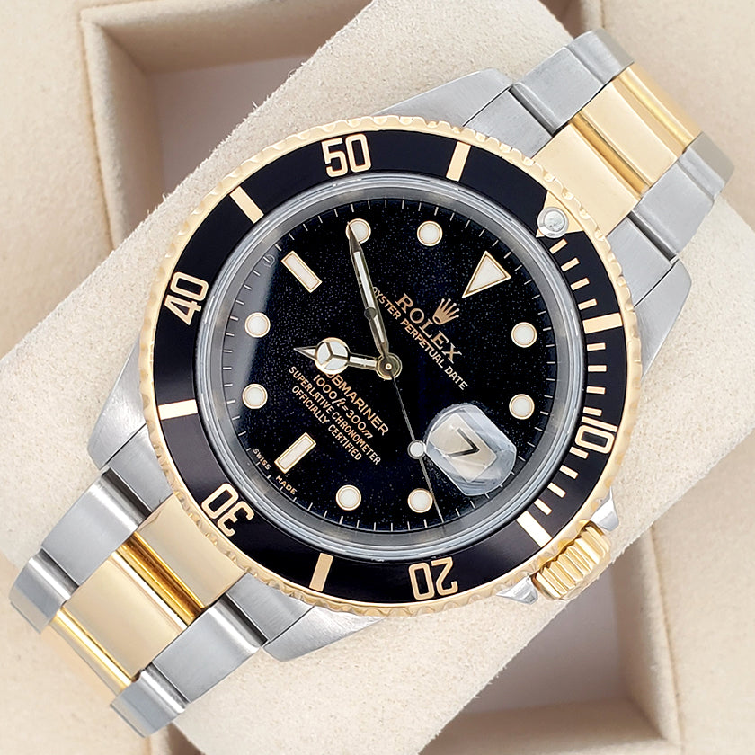 Rolex Submariner Date 40mm Black 16613 2-tone Yellow Gold/Steel Oyster Watch