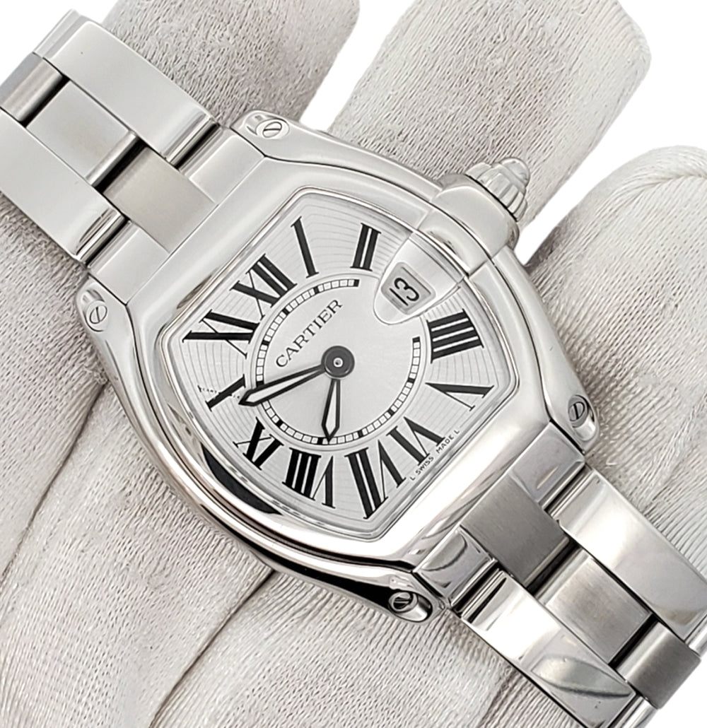 Cartier Roadster Silver 30mm Roman Dial Stainless Steel Ladies Watch W62016V3 2675